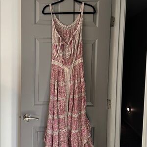 Free People Dolly Bodysuit pink floral boho maxi dress